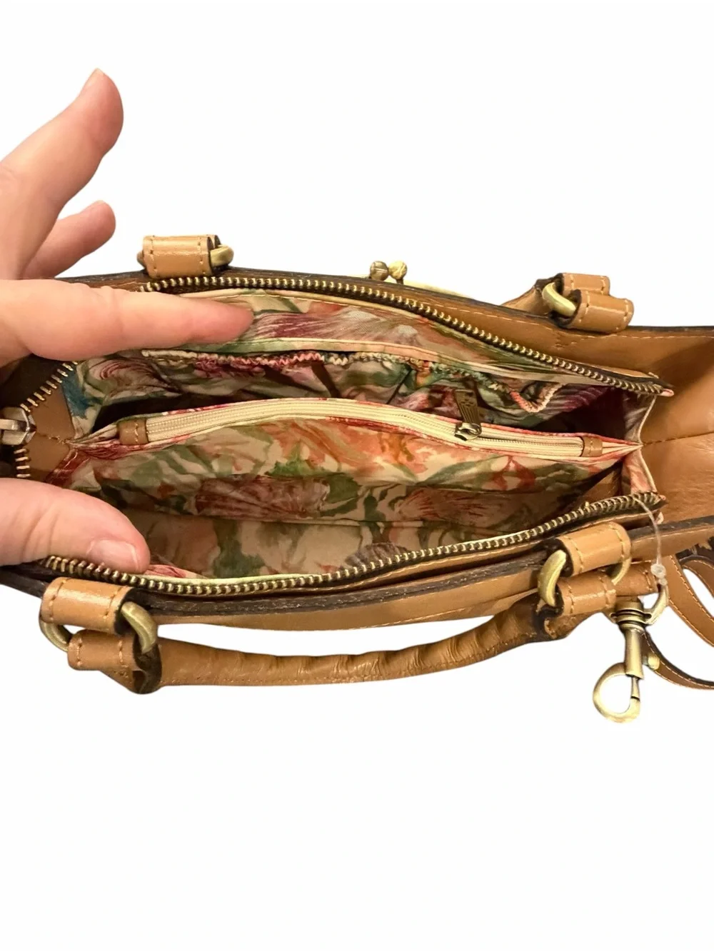 Patricia Nash Angela Naturals Seashell Kisslock‎ Leather Handbag NEW DISTRESSED